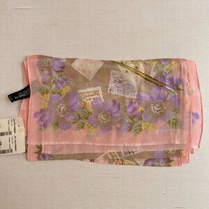 Oscar de la Renta Studio 11x52 Silk Scarf Stamp Print NWT